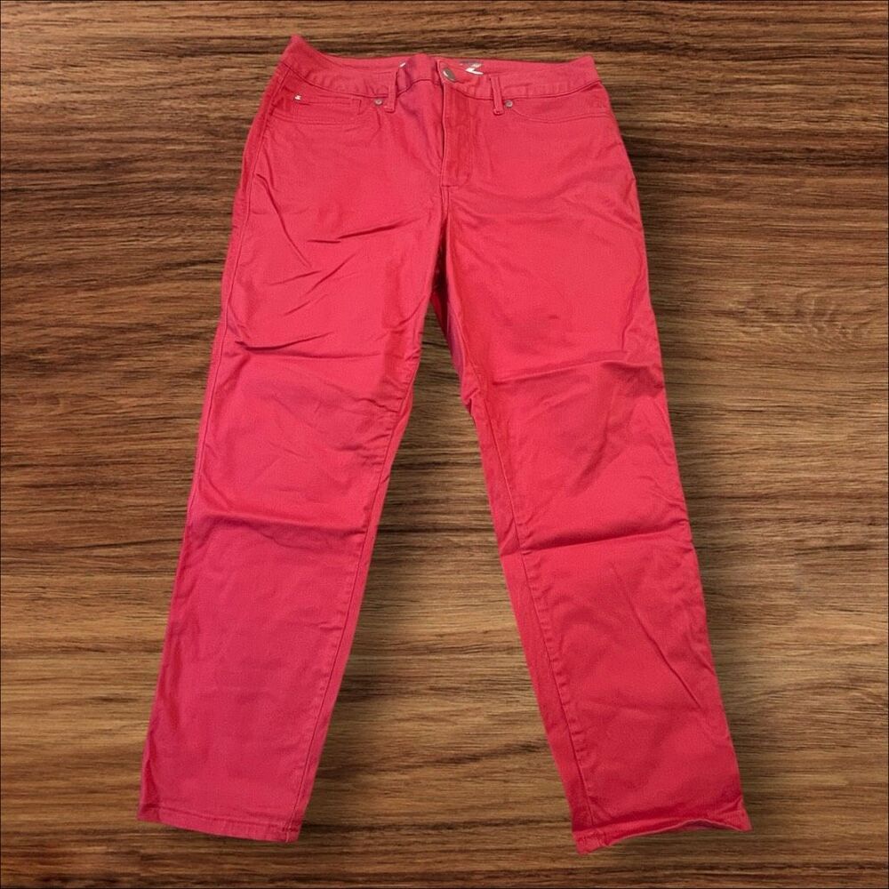 👓 Seven7 High Rise Skinny Crop Jeans Women’s Size 14 Coral Stretch